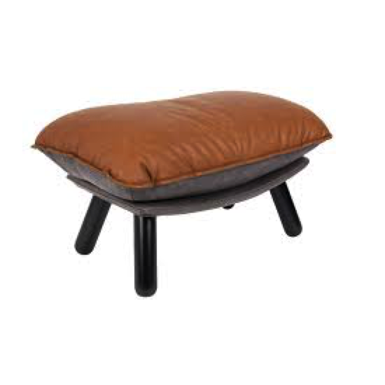 Hocker lazy sack PU leather brown - ZUIVER