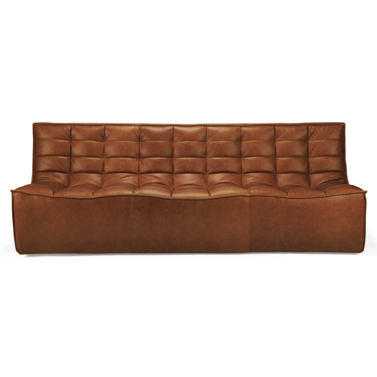 Canapé N701 3 Places fixe cuir cognac - Ethnicraft 
