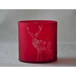 Photophore cylindrique XL - cerf - rouge mat