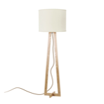 Lampadaire pied bois abat-jour blanc