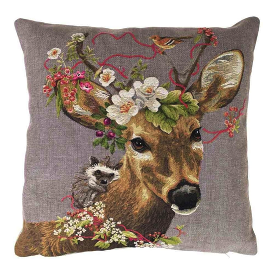Coussin Chevreuil et hérisson - 45x45 cm