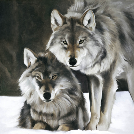 LO006 Toile sur châssis couple de loups