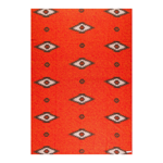Plaid en laine orange - Ligne indienne &amp; Losanges naturel/orange - 145x200