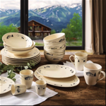 Plat ovale en porcelaine Montagne 24x17