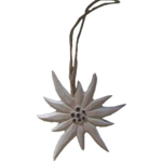 Edelweiss  suspendre en bois peint et sculpt recto verso L : 8.5 X 8.5 X 0.80 cm