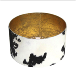 Abat-jour cylindrique en métal feuilles d'or et peau de vache  Ø45/H25