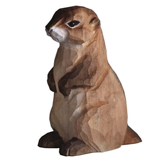 Marmotte assise en bois sculpté 10.4 x 8.8 x 4.8