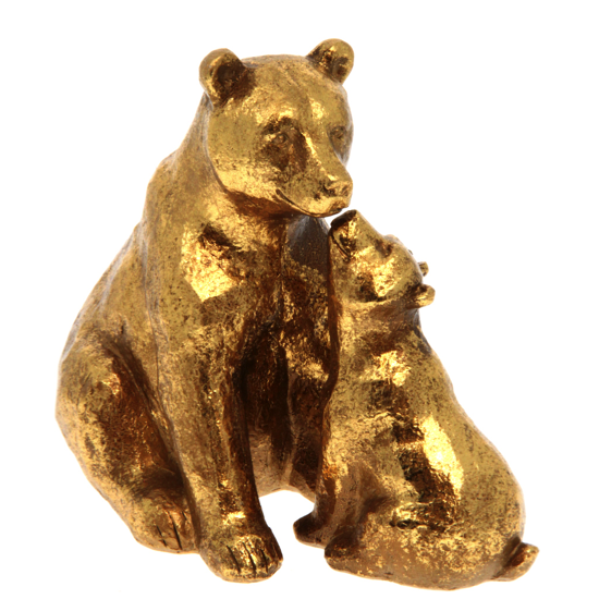 Bébé ours câlin et sa maman en résine - Chehoma 