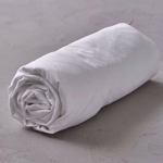 Drap housse percale lave Blanc Saline - Sylvie Thiriez