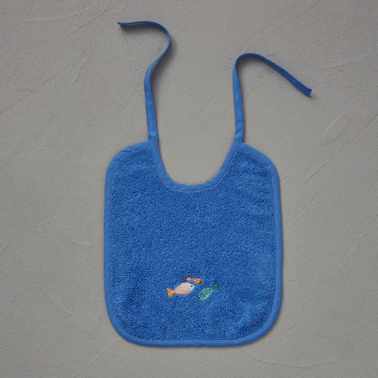 Bavoir brodé Petite Pêche - Grande taille - Sylvie Thiriez