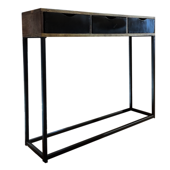 Console 3T manguier/métal - 100x25x80 cm