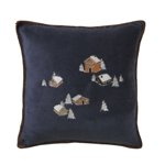 Housse de coussin polaire 45x45 Au coeur de la vallée Bleu - Sylvie Thiriez
