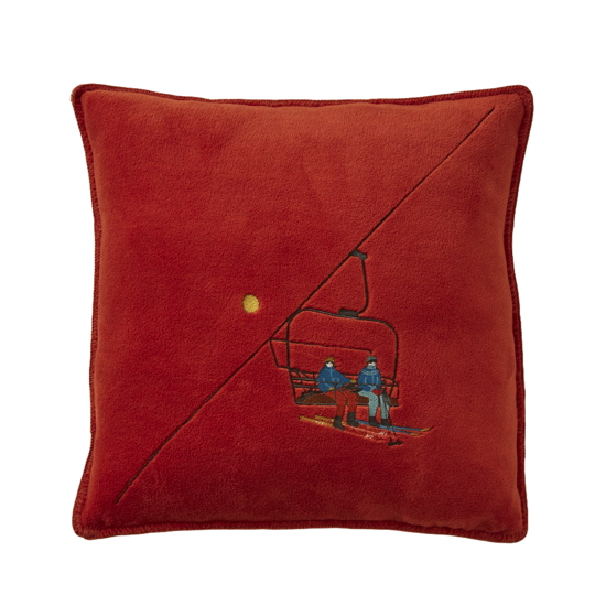 Housse de coussin polaire 45x45 Passe-Montagne Orange - Sylvie Thiriez
