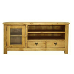 Meuble TV 1 porte vitre 2 tiroirs 2 niches huil 