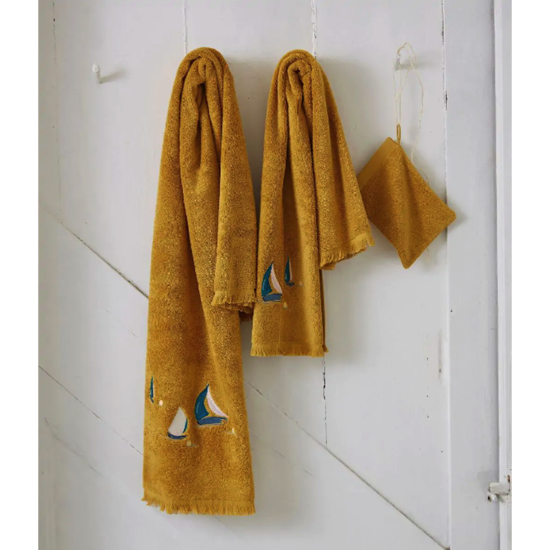 Éponge brodée Au large miel - Sylvie Thiriez