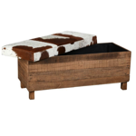 Coffre/banc rectangulaire peau et bois 