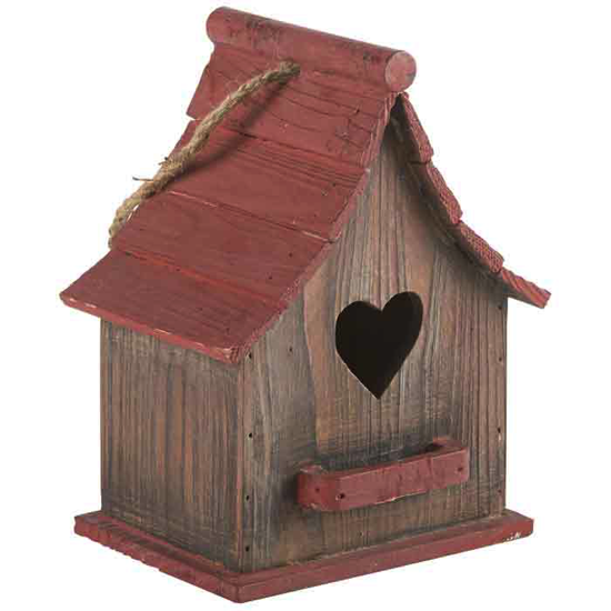 Cabane à oiseaux en bois toit rouge 