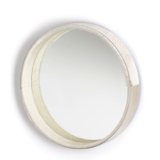 Miroir peau de vache blanc (Ø35cm)