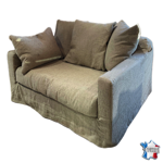 Fauteuil Biarritz XL 132 cm - Tissu lin moucheté naturel