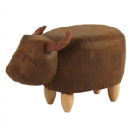 Pouf Taureau - simili cuir - pieds en bois 