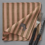 Serviette de table rayé brodée rose Cévennes - 47x47 - Sylvie Thiriez