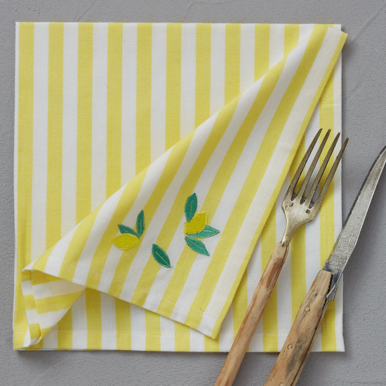 Serviette de table brodée Sorbet - Sylvie Thiriez