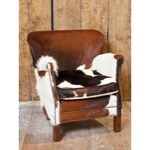 Fauteuil Turner peau de vache Marron &amp; Blanc - Chehoma