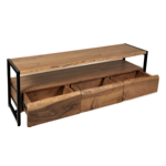Meuble TV Brooklyn naturel acacia et métal 145xH50
