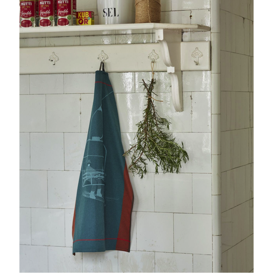 Torchon jacquard 50x70 Passe-Montagne Bleu - Sylvie Thiriez