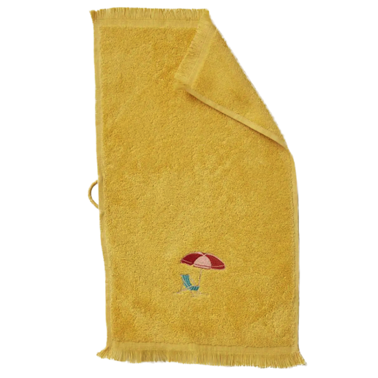 Éponge brodée Plein Soleil mangue Serviette invité 30x50 - Sylvie Thiriez