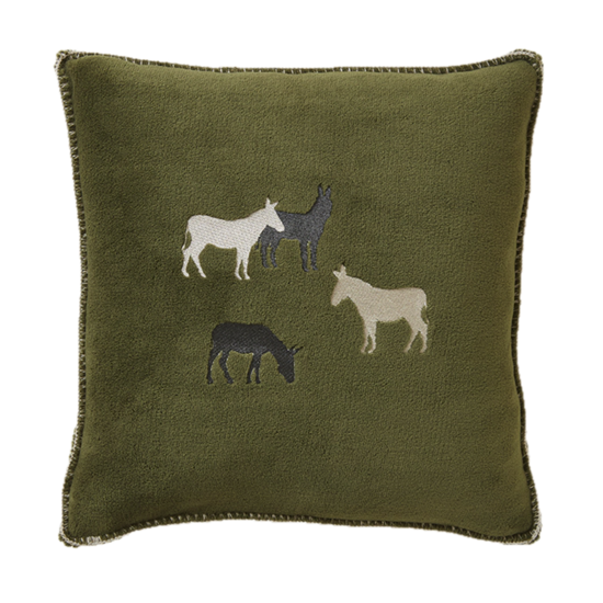 Housse de coussin polaire 45x45 RDV Au pré kaki - Sylvie Thiriez