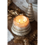 Bougie parfumée sapin côtelé en verre doré - S