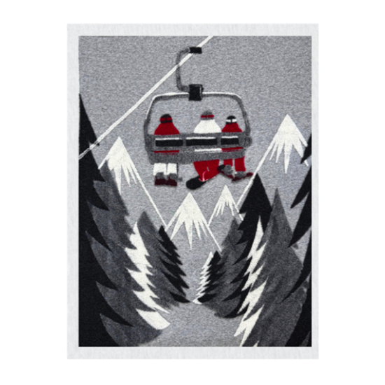 Plaid en laine - Télésiege gris &amp; blanc 145x200