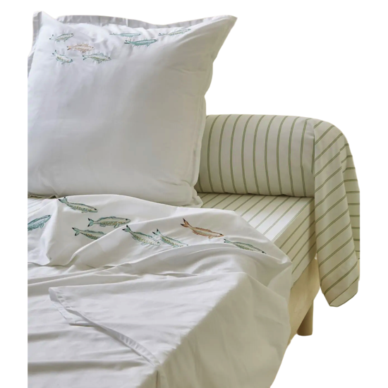 Drap brodé Au Fil de l'Eau - Sylvie Thiriez