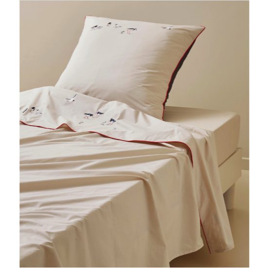 Drap plat brodé Marée basse - Sylvie Thiriez