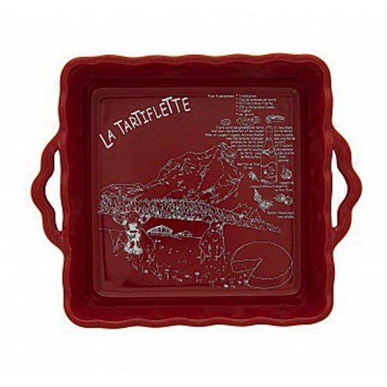 Plat à four carré La Tartiflette festonné Rouge - 25 cm