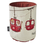 Panier ski,scnes fond blanc interieur rouge 