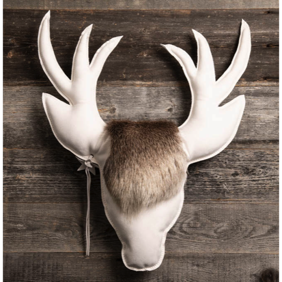 Trophée suédine Cerf - 70 x 50 Cm - Blanc