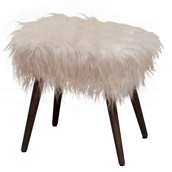 Tabouret Seguin imitation fourrure/pin - Chehoma 