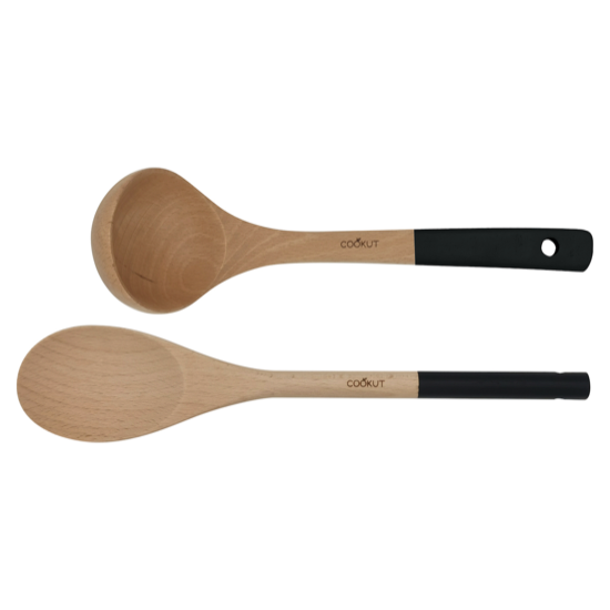 Set cuillère et louche en bois - Noirs - Cookut