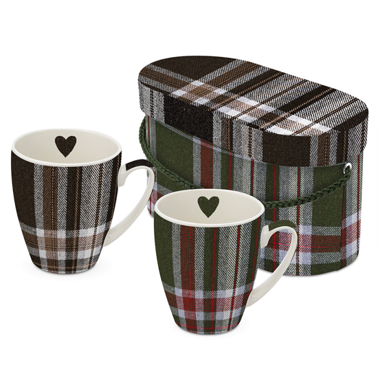 Check Green &amp; Brown 2 mugs set