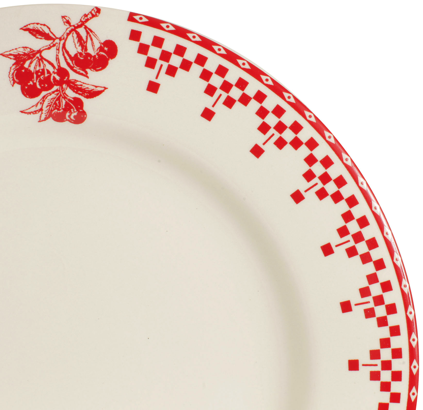  Assiette  plate en Fa ence Damier  Rouge de la Marque 