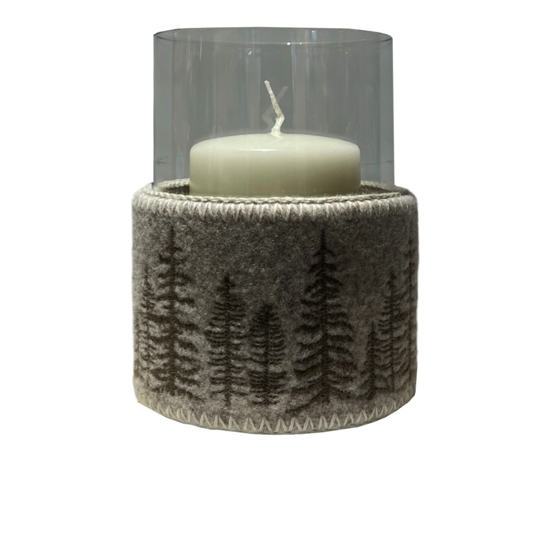 Bougeoir Abies Ø11 en feutre de laine naturelle Beige - Catia Luca