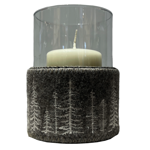 Bougeoir Abies Ø11 en feutre de laine naturelle Taupe - Catia Luca