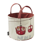 Panier ski,scnes fond blanc interieur rouge 