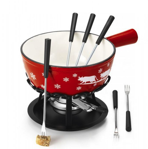 Service a fondue, fondue,sayoyard,9 personnes, fonte, noir