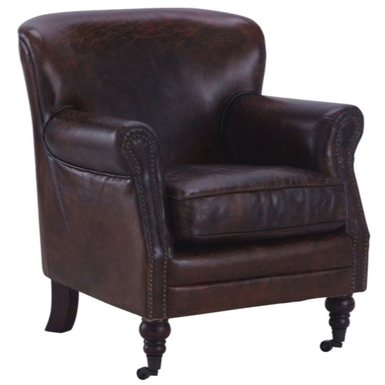 Fauteuil Tucson en cuir brun