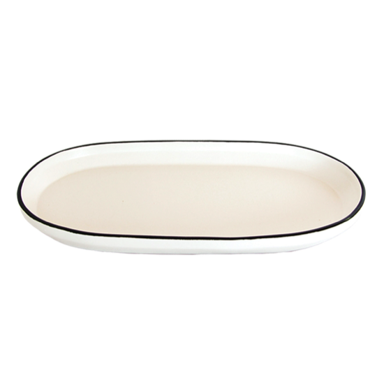 Plat ovale Matese céramique  GM Blanc/noir - Angel des Montagnes