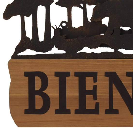 Décoration Murale Métal "Welcome" Style Abstrait Noir - 33 Cm, Finition Mat Sablée | Pour Intérieur/Extérieur