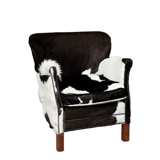 Fauteuil Turner peau de vache Noir &amp; Blanc - Chehoma